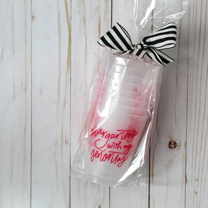 Birdie Mae Designs - Wholesale Disposable Cup - Margaritas with my Señoritas | Frosted Acrylic 16oz Set of 84