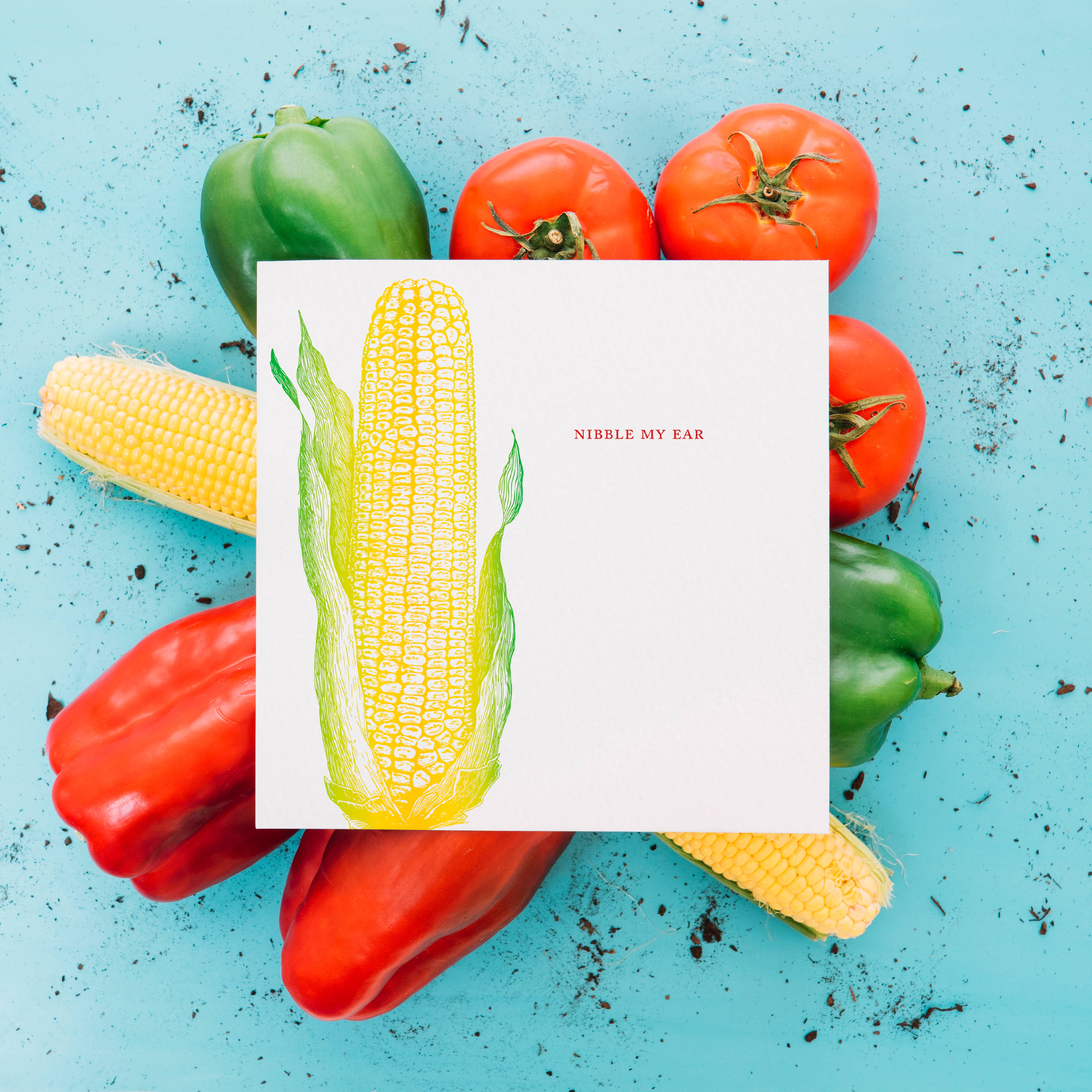 Ampersand M Studio – wholesale Love card – Nibble My Ear Corn Romance Valentine's Day Greeting Card3