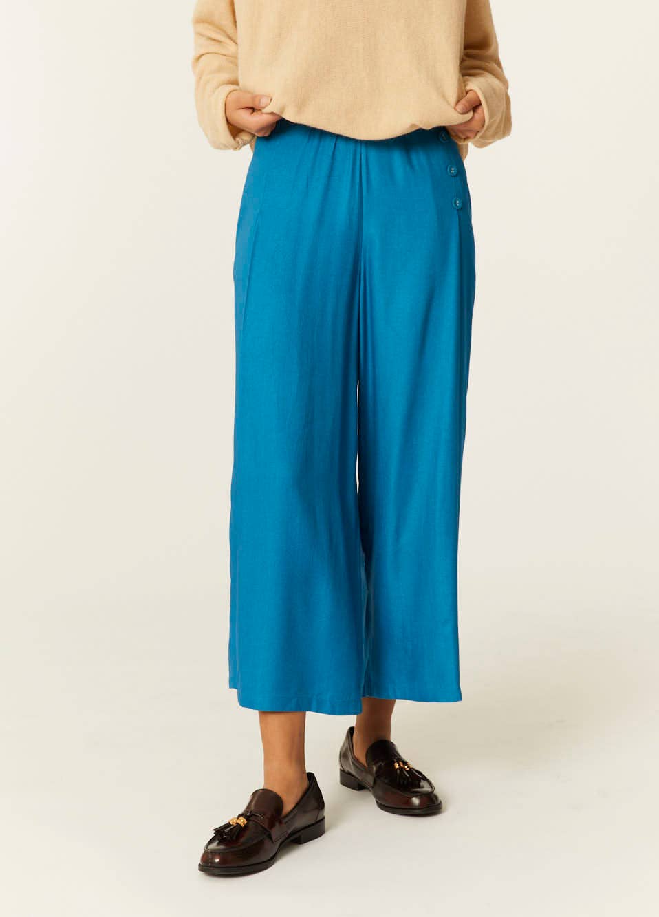 Pepaloves – Calças - Mulher por atacado – CALÇAS LARGAS ECOVERO AZUL4