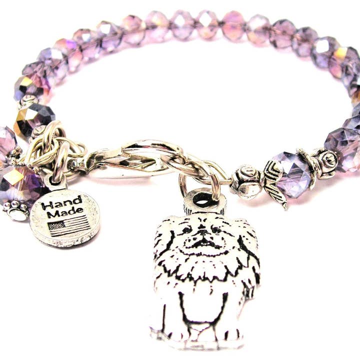 Chubby Chico Charms - Wholesale Charm/Dangle Bracelet - Sitting Pomeranian Splash Of Color Crystal Bracelet