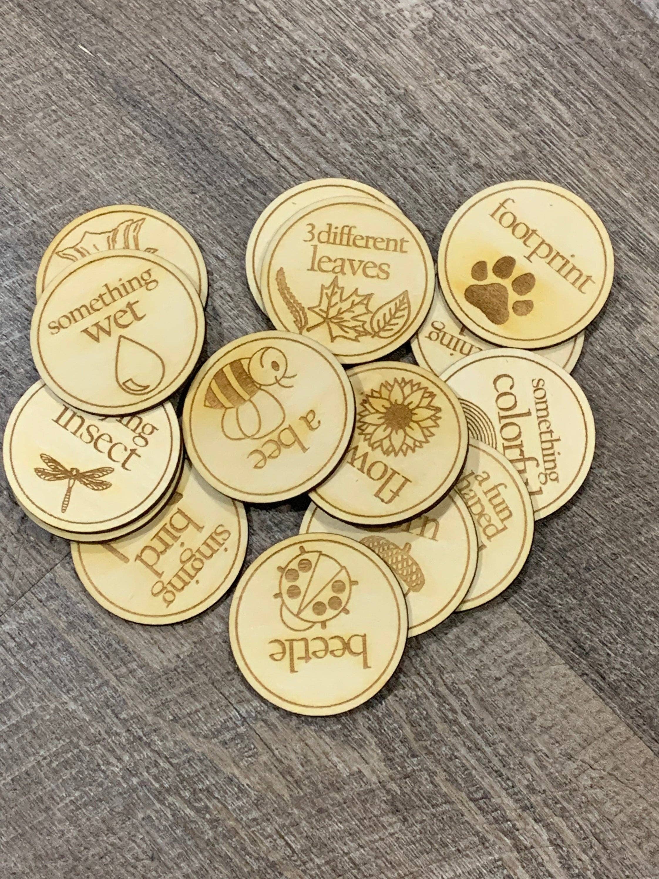 A Little Something - Wholesale Wood Toy - Kids - Scavenger Hunt wooden token search and find camping game with bag storage1