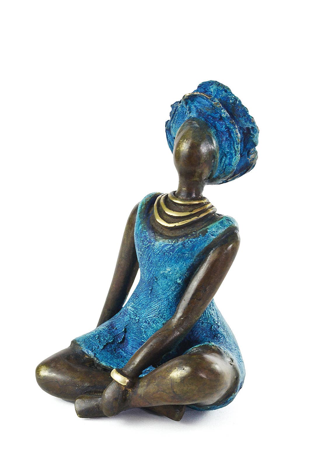 Swahili | AFRICAN MODERN - Wholesale Sculpture - La Femme en Bleu Burkina Bronze Sculpture