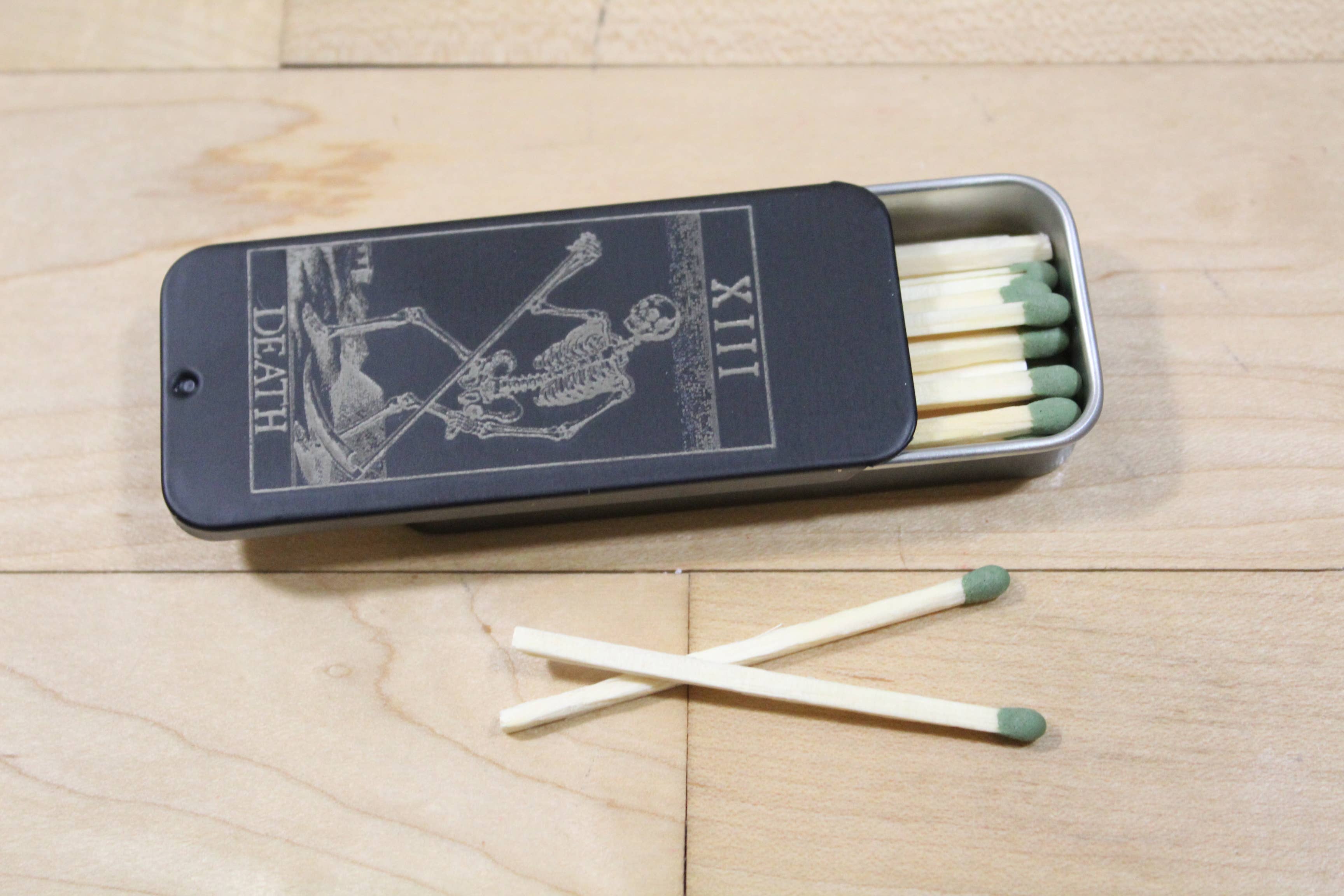 Raven Design - Wholesale Matches - Black Metal Match Refillable Tin6