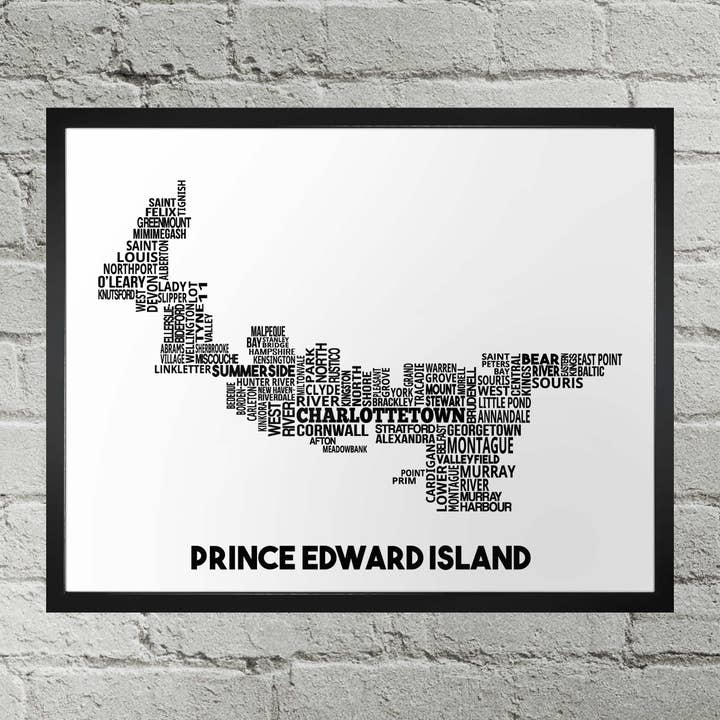 Île-du-Prince-Édouard Villes Imprimer Carte Typographie pour la vente par Damon D Chan