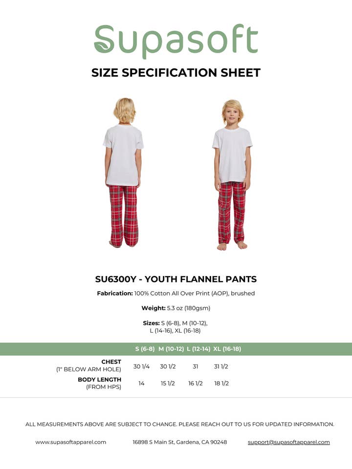 Supasoft Apparel - Wholesale Pants - Kids - Youth's Flannel Pants20