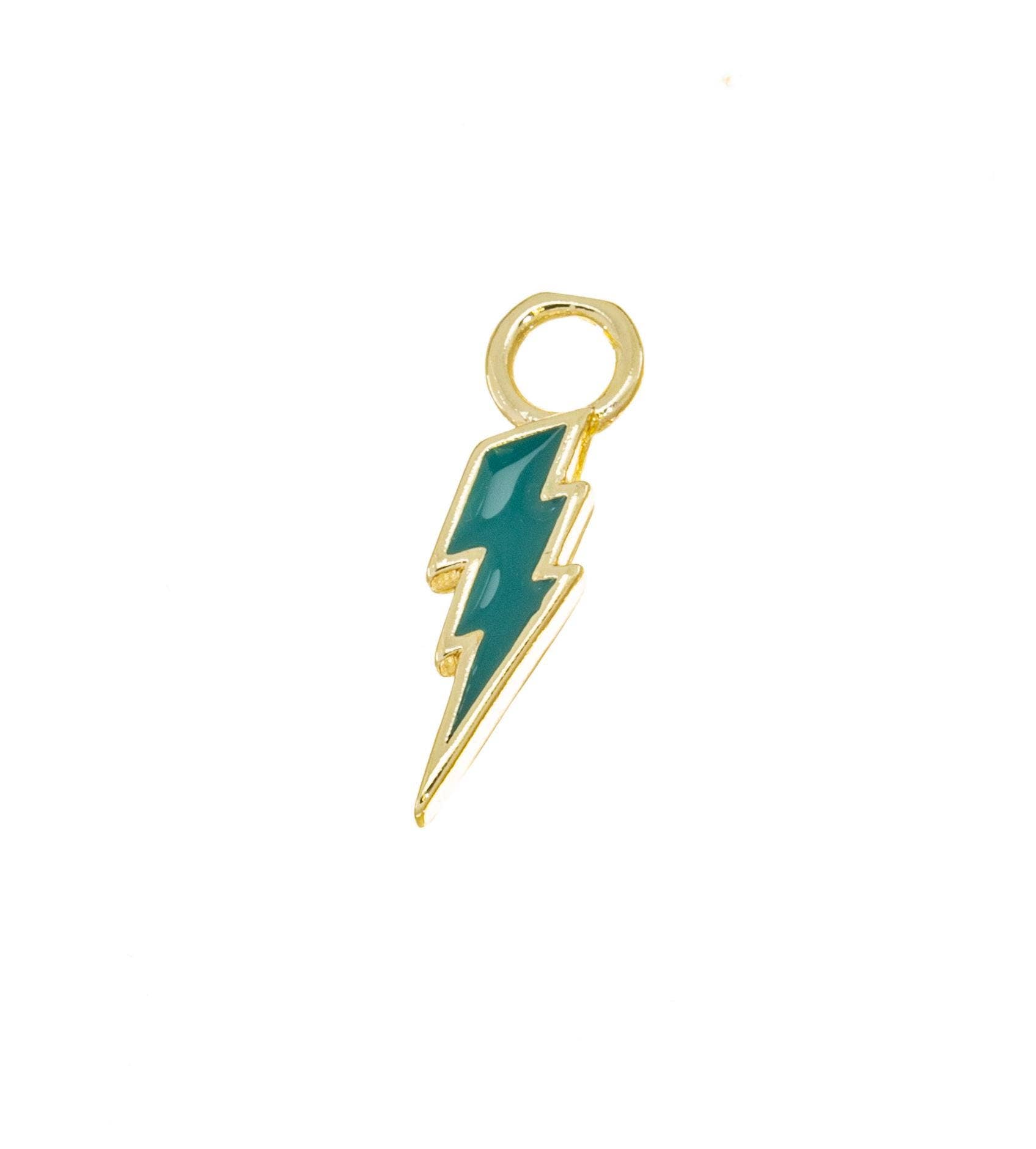 Jewel Pledge - Wholesale Individual Charm/Pendant - Gold Enamel Lightning Bolt Charms for Jewelry Making,CPG14088