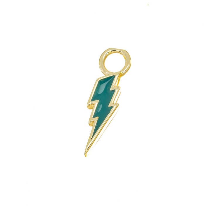 Jewel Pledge - Wholesale Individual Charm/Pendant - Gold Enamel Lightning Bolt Charms for Jewelry Making,CPG14088