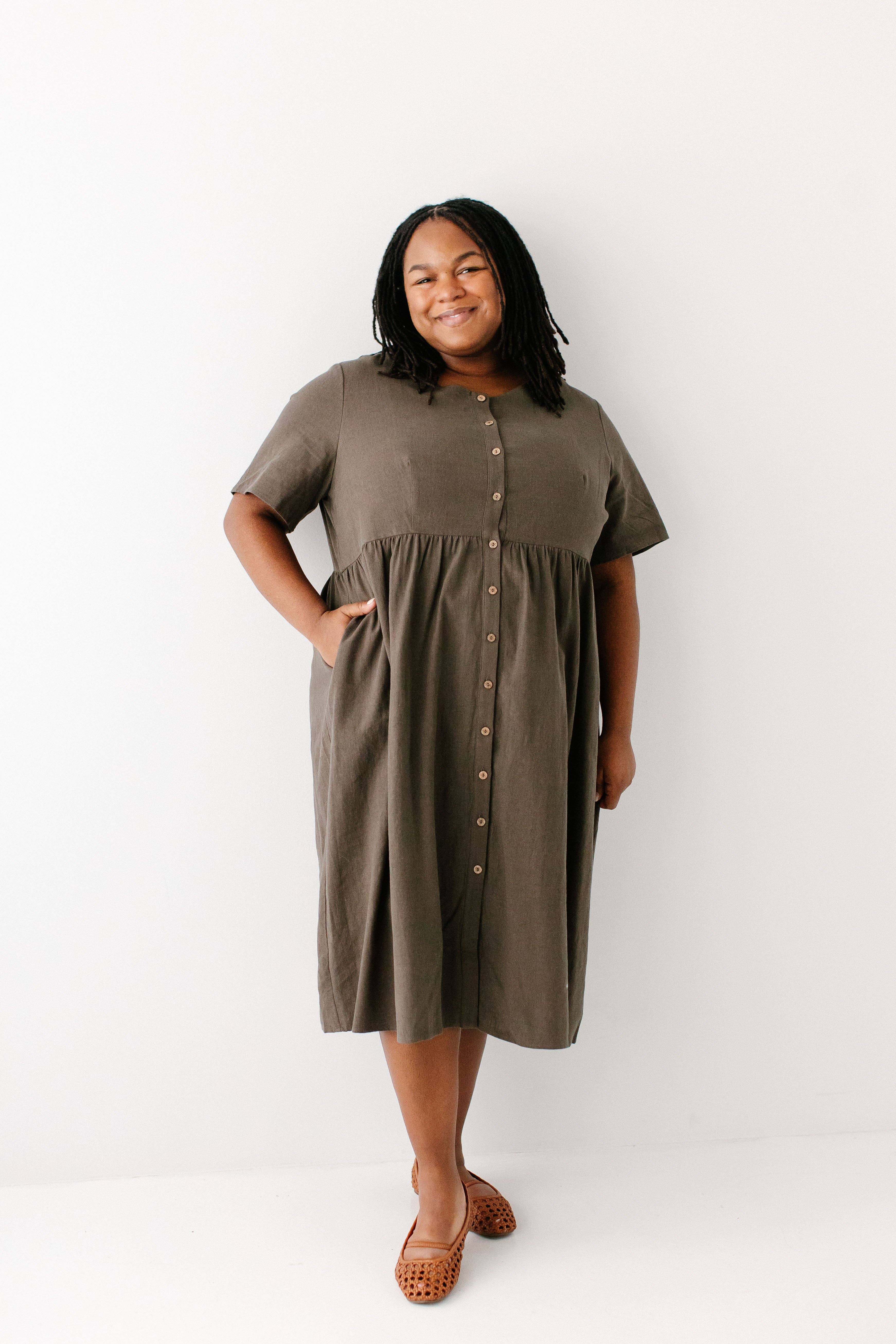 The Main Street Exchange - Wholesale Dress - Women's - 'Adeline' Button Down A-Line Midi Dress2