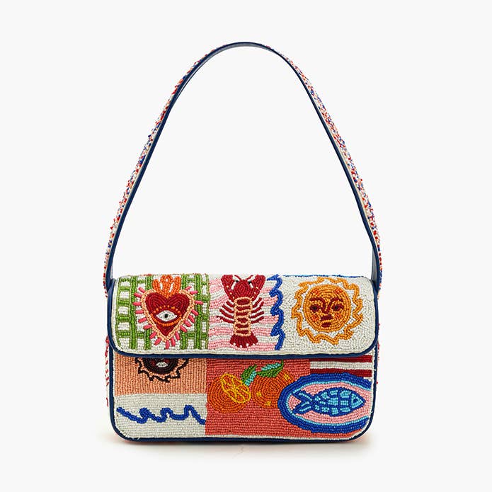 America & Beyond - Wholesale Shoulder Bag - Women's - Sun & Sea Beaded Shoulder Bag0