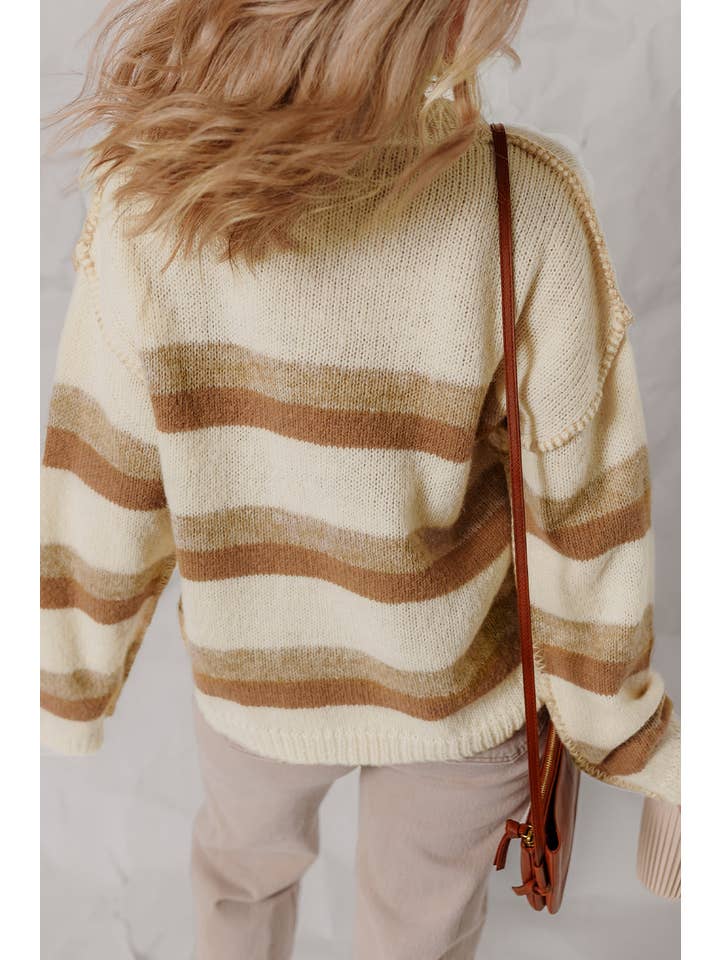 Stripe Reverse Seam Drop Shoulder Baggy Sweater for wholesale on Faire1