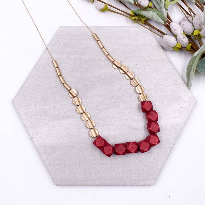 Greyson Necklace - Burgundy for wholesale by MM Designs