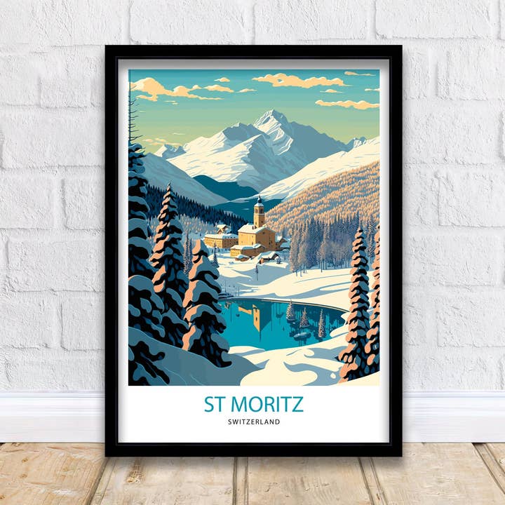 St Moritz Travel Poster for wholesale by InkNPrintz