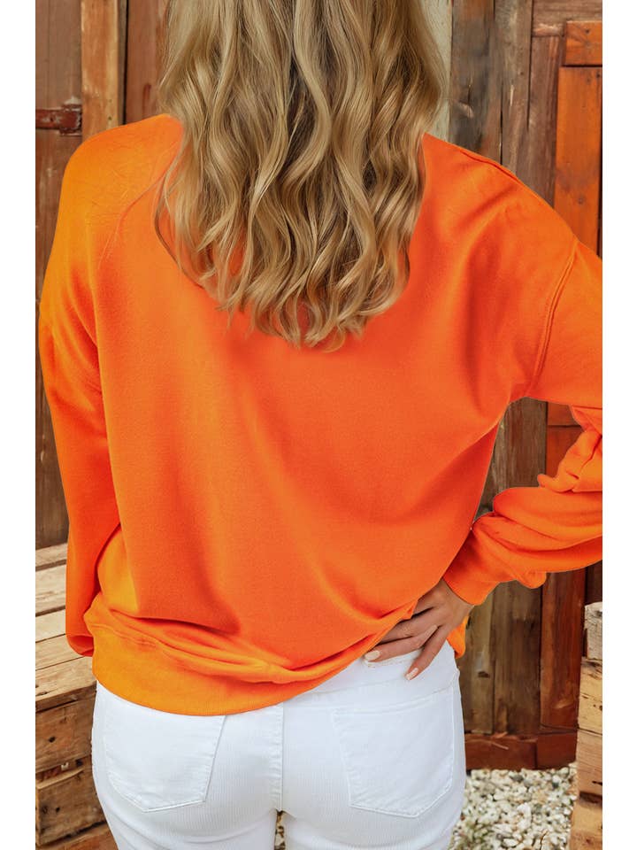 Orange TALK TURKEY TO ME Graphic Thanksgiving Holiday Sweatshirt for wholesale on Faire1