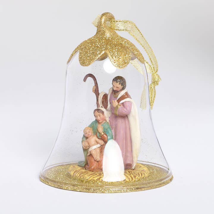 Fontanini Holy Family Glass Bell Ornament for wholesale by Roman