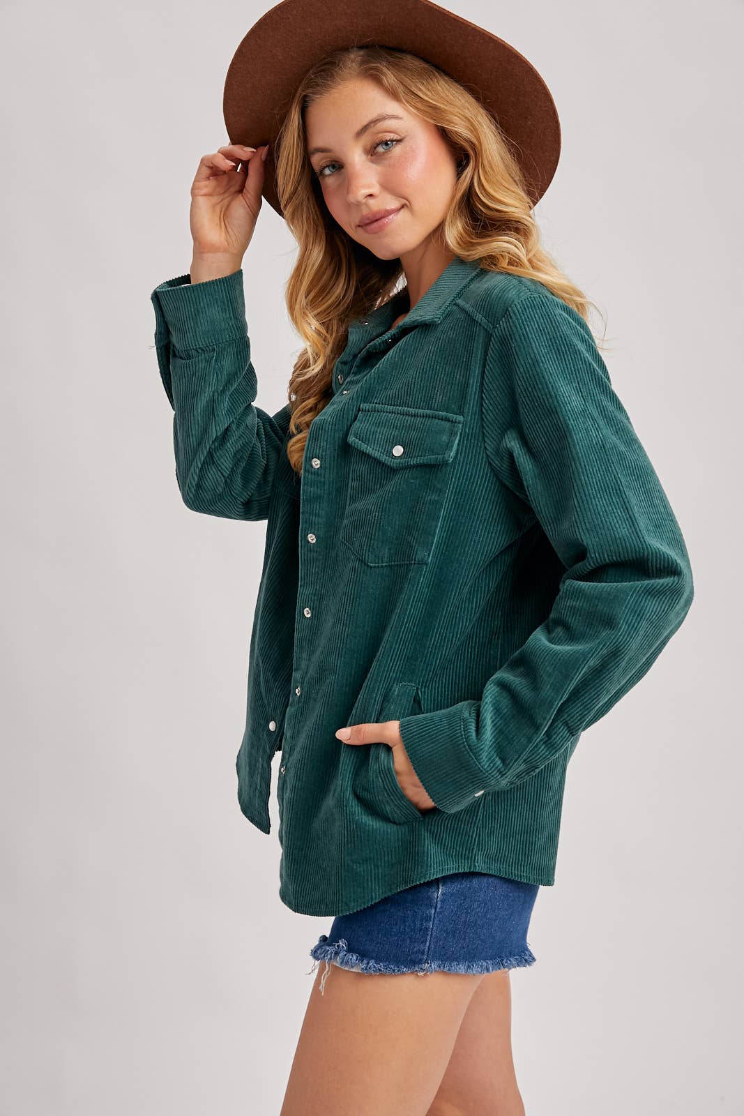 Bluivy – wholesale Shirt Jacket/Shacket - Women’s – CORDUROY BUTTON DOWN SHACKET WITH POCKETS35