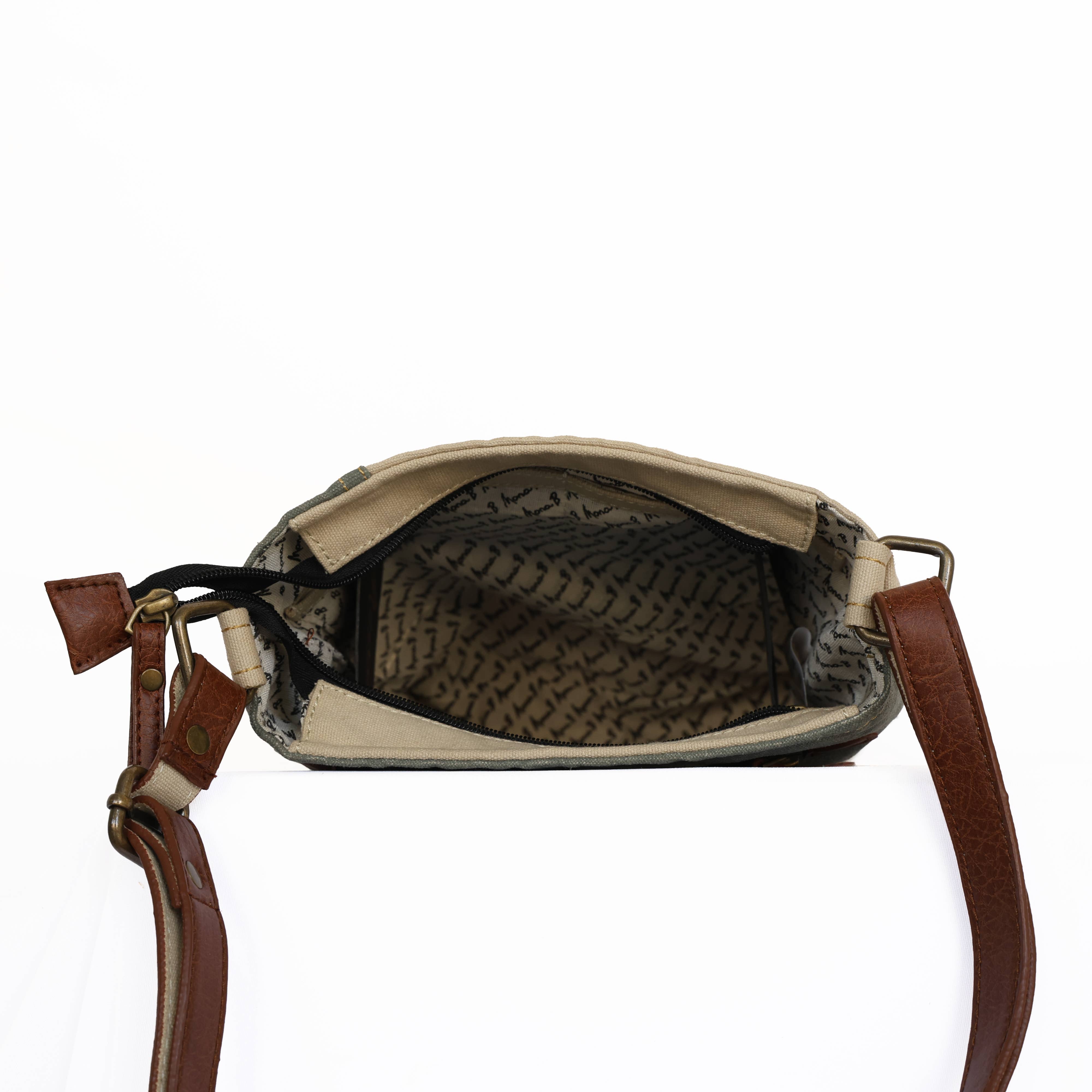 Mona B. - Wholesale Crossbody Bag - Women's - Identified Up-Cycled Canvas Crossbody, M-60125