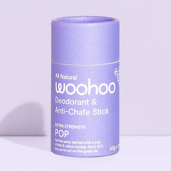 Woohoo Natural Deodorant & Anti-Chafe Stick (Pop) 60g - NEW FORMULA for wholesale by Woohoo Body