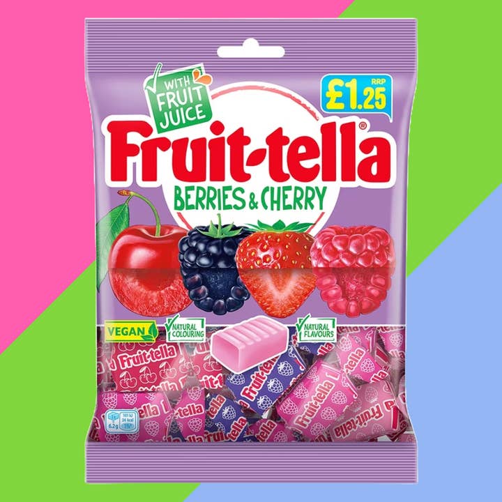 Gaffney's Sweets & Treats Wholesale – wholesale Gummy – Fruitella Berries & Cherry Bag 12x135g £1.25 PMP