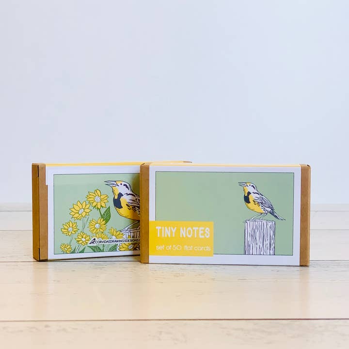 Corvidae drawings & designs - Vente Assortiments de papeterie/cartes - Notes minuscules sur les fleurs sauvages Meadowlark2