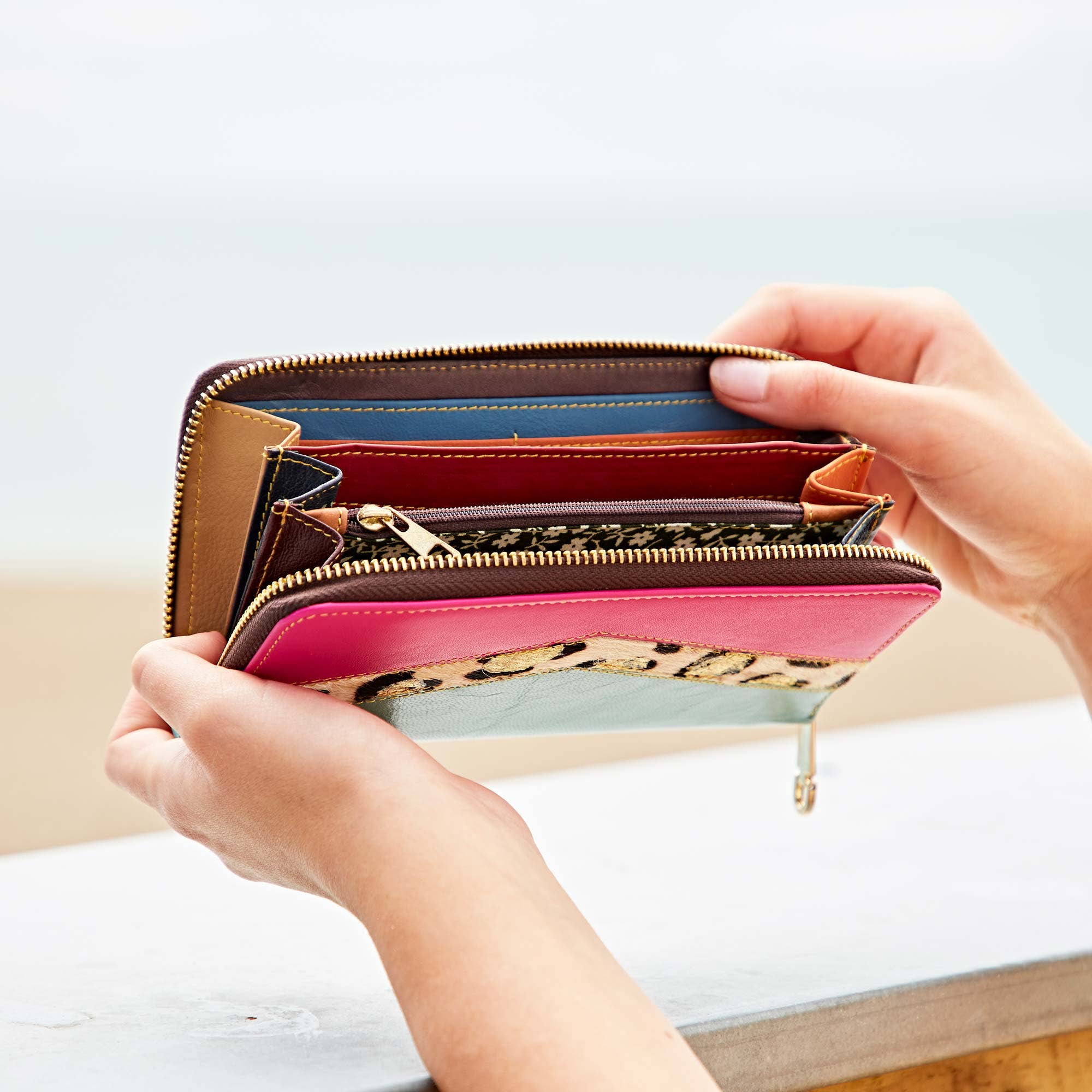 The Paper High Gift Company Limited – wholesale Wallet – Women's – Recycled Multicoloured Leather Clutch Purse - Handmade1