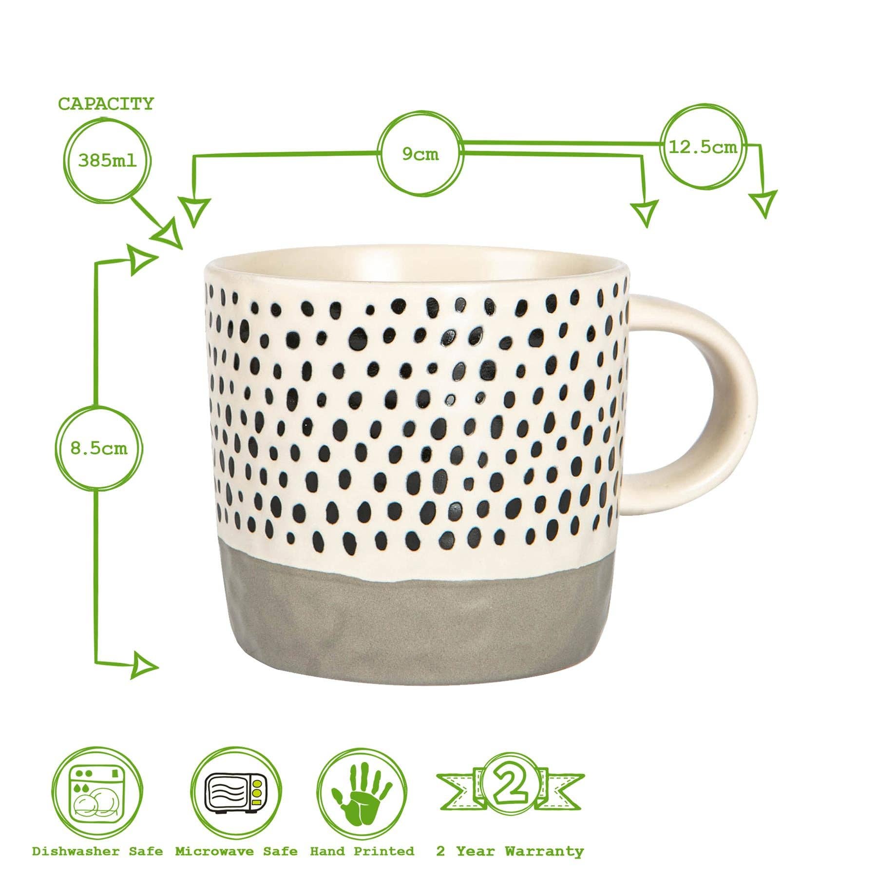 Rinkit Ltd - Wholesale Coffee Mug - Nicola Spring Ceramic Dipped Dots Coffee Mug - 385ml - Grey4