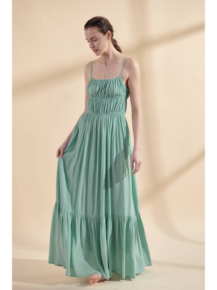 Mint Flounce cami maxi dress for wholesale on Faire