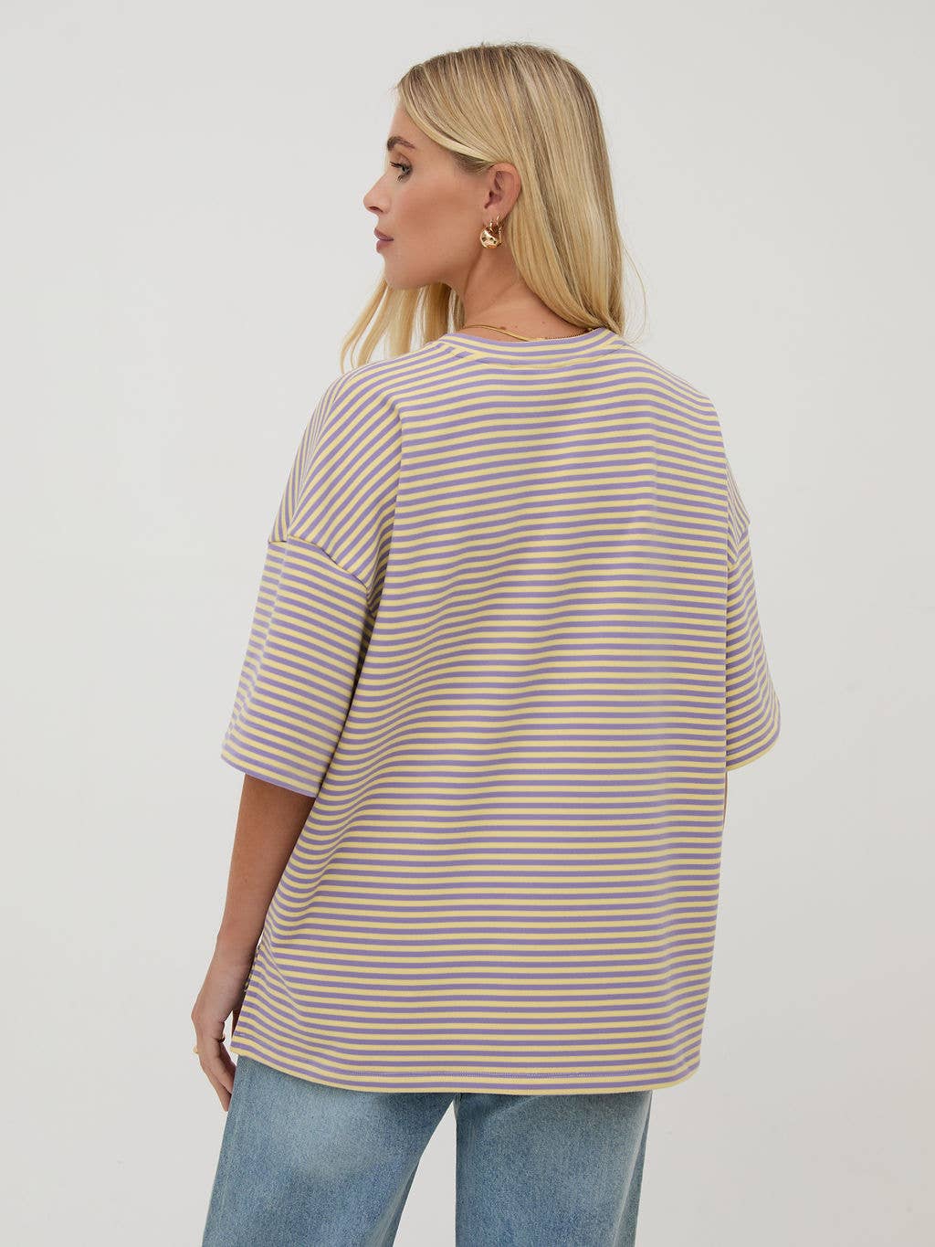 Purple Premium Super Soft Stripe A-Line Tee for wholesale on Faire3