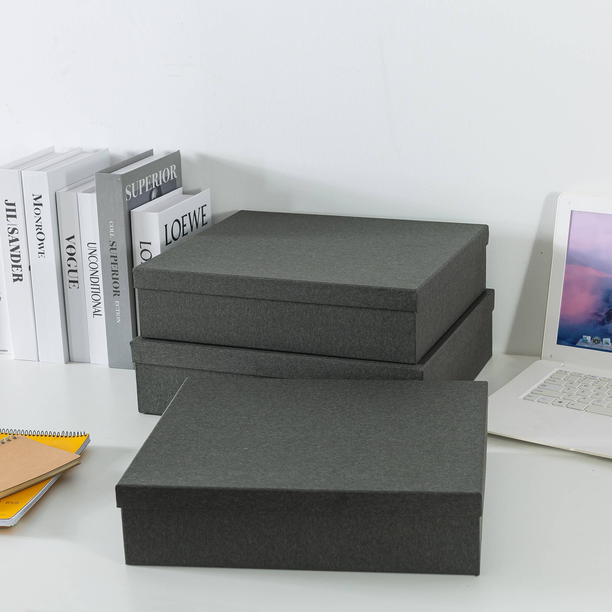 Soul & Lane - Wholesale Decorative Box - Set of 3 Black Kraft Decorative Cardboard Storage Boxes5