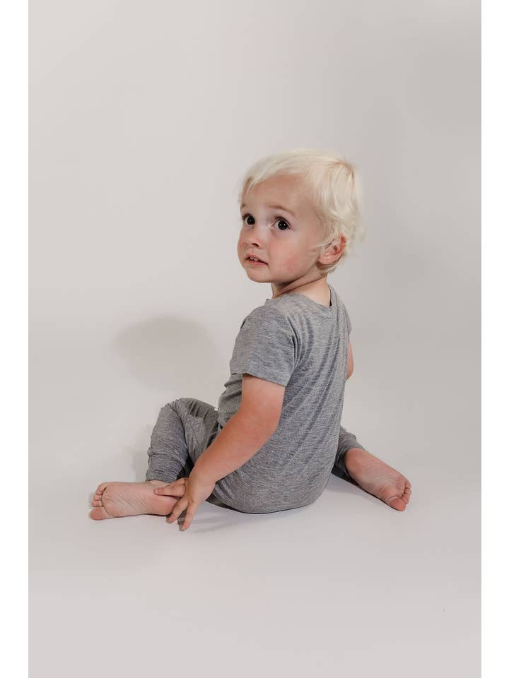 Zipease - Wholesale Jumpsuit - Kids - Grey Bamboo Lyocell Romper with G-Tube Access2
