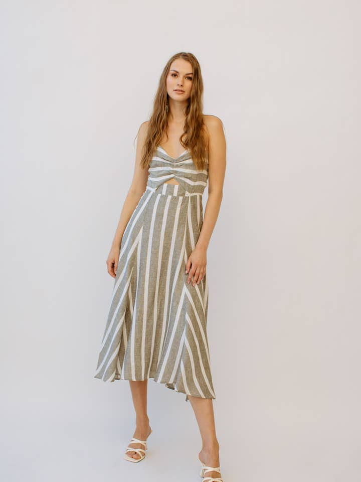 Robe en lin à rayures Filomena pour la vente par Guadalupe Design