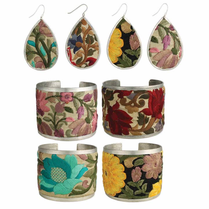 Boho Embroidred Elegance Cuff Earring Set - 24 pcs for wholesale by ZAD