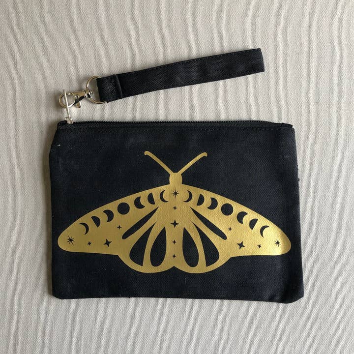 Wishcraft Goods - Vendita all'ingrosso Astuccio - Donna - Marsupio da polso con cerniera Cosmic Moth - Nero1