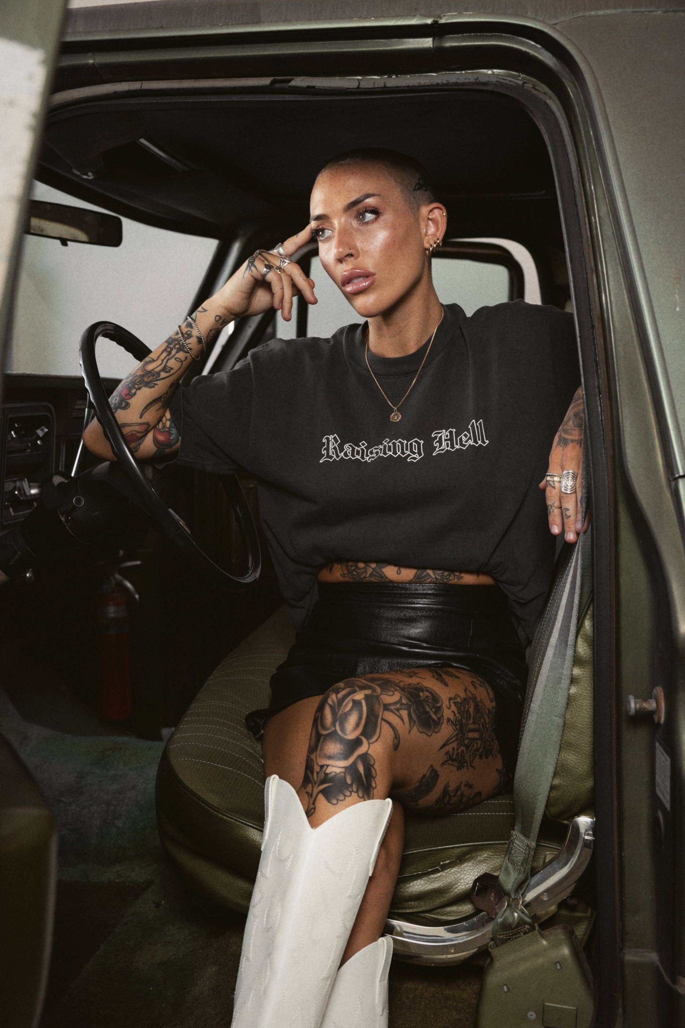 Washed Black Raising Hell Tee for wholesale on Faire