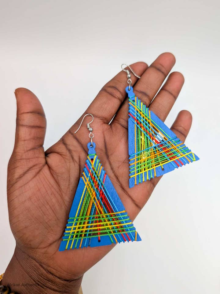 Brincos Leves Azuis de Declaração | Brincos Coloridos e Ousados por atacado de Afrikan Authentix