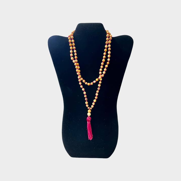 Sonam Sondhi – wholesale Prayer beads necklace – Palo Santo Mala with Red Cord