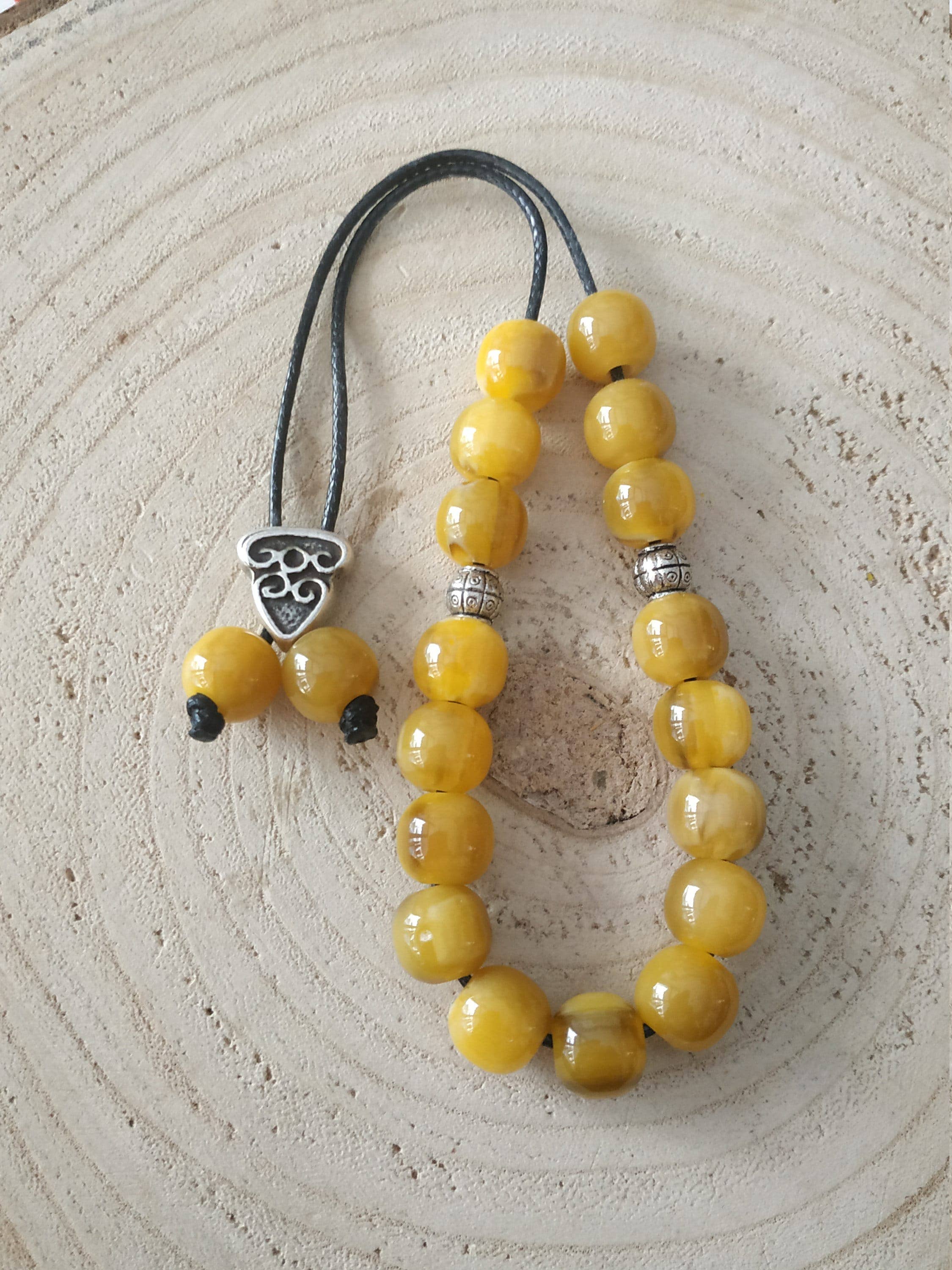 Kalliopi P. Giannoula - Poppygshop – wholesale Beaded bracelet – 21 Yellow Resin Worry Beads1