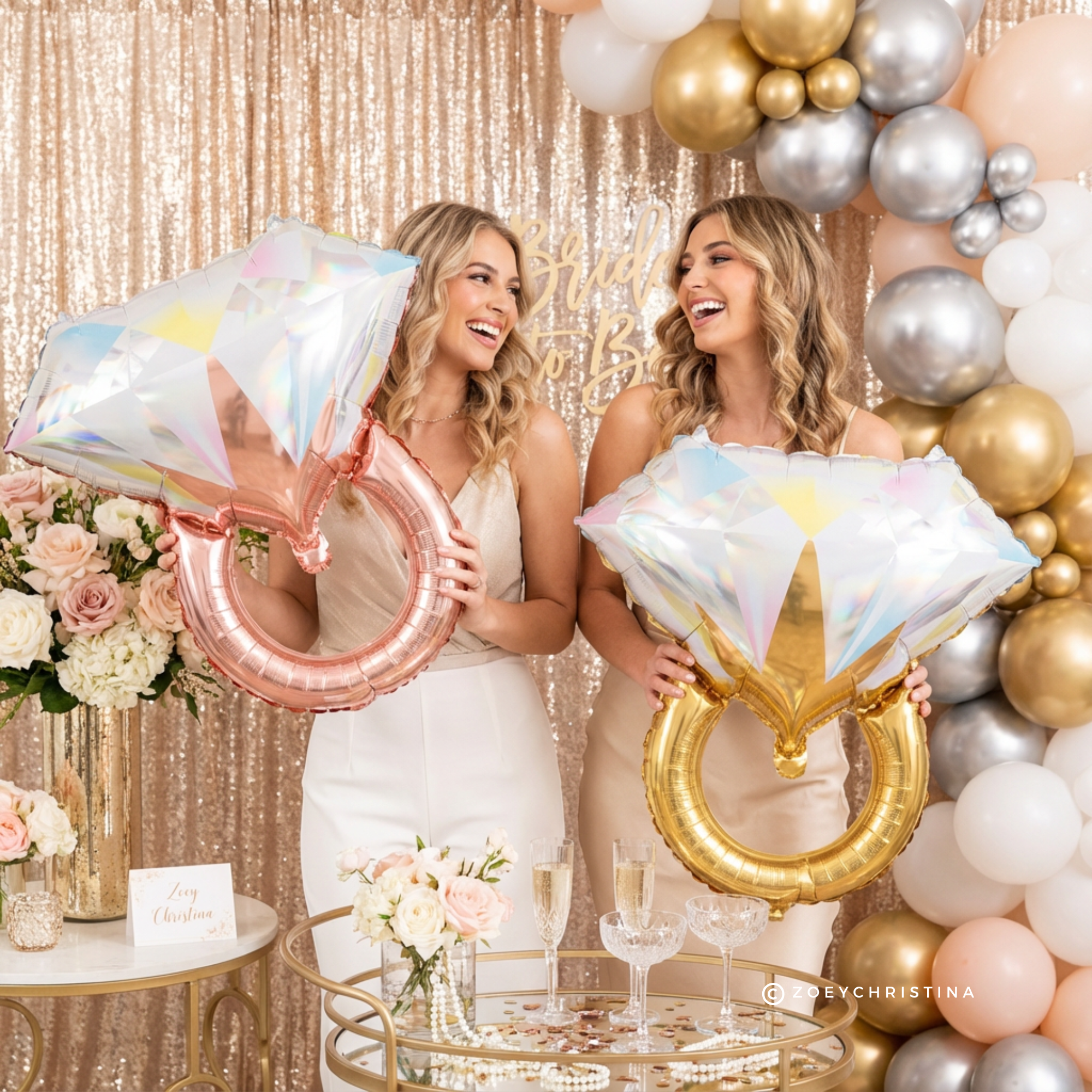 Zoey Christina - Wholesale Balloon - Diamond Ring Foil Balloon – Rose Gold & Gold Options1