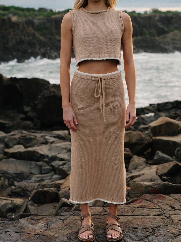 Malia The Label - Wholesale Skirt – Women’s - Nala Knit Skirt - Sand2