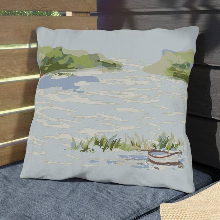 Row Row Your Boat Outdoor Pillows for wholesale by Melissa Dayton Art and Design