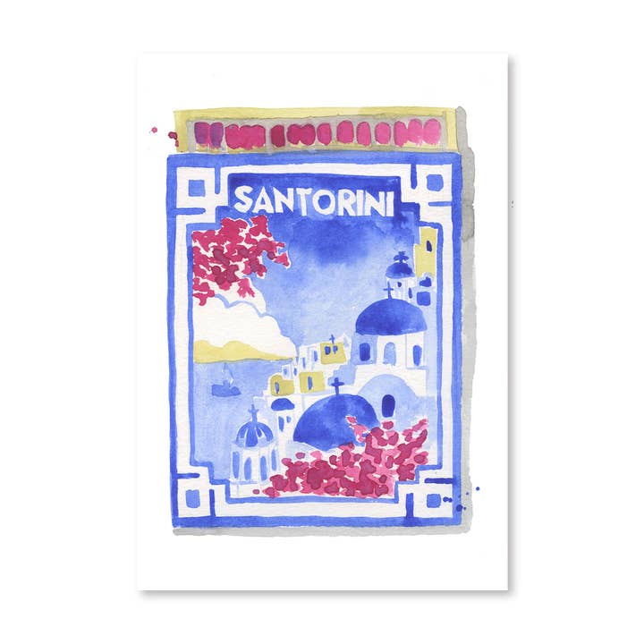 Santorini Matchbook Art Print for wholesale by Furbish Studio