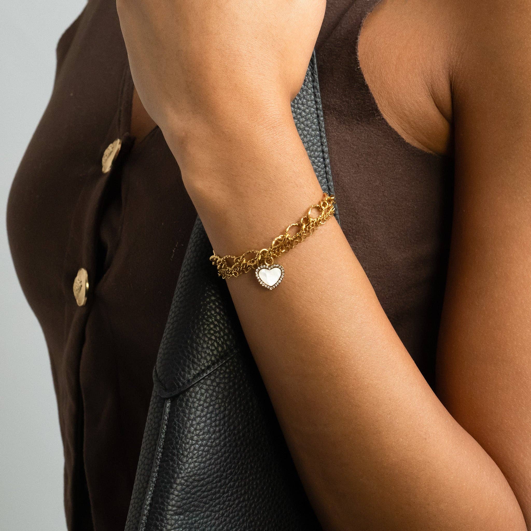 WJW – Großhandel Individueller Charm/Anhänger – 18K Gold PVD Edelstahl Perlenherz-Anhänger8