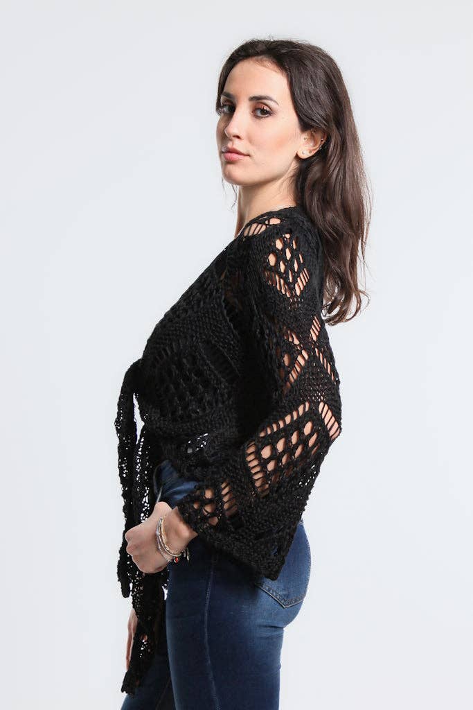 TINA Stephens Italy/Tees By Tina - Vente Cardigan – femme - Boléro Kandra en tricot ouvert à nouer sur le devant (CLS303)2