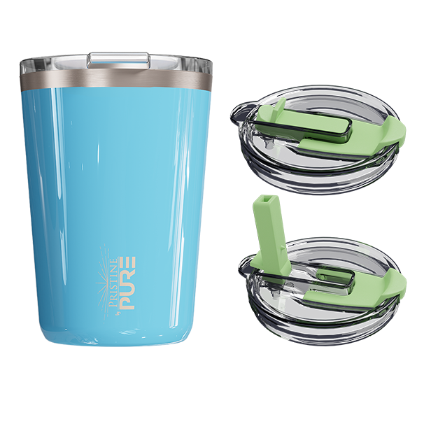 PURE Drinkware - Wholesale Insulated Mug/Tumbler - “Twistie” Stainless Steel Kids Cup with Straw – 14oz – Antimicrobial - Solid Colors5