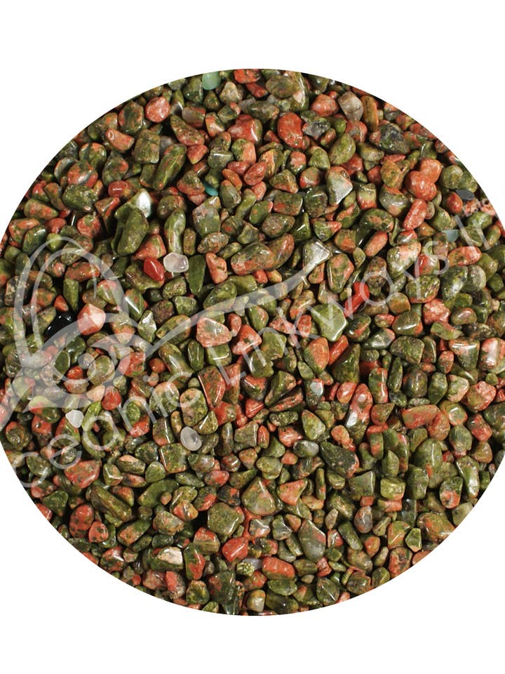 (KG)TUMBLED CHIPS - UNAKITE 3-5 MM for wholesale by Oceanic Linkways Inc