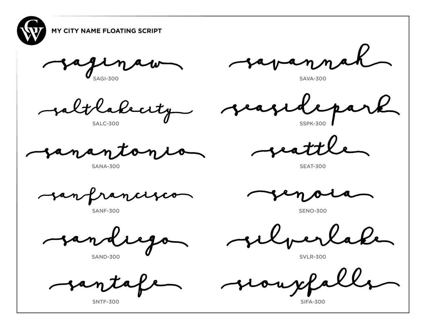 Grainwell - Wholesale Wall Accent - State Name Floating Script8