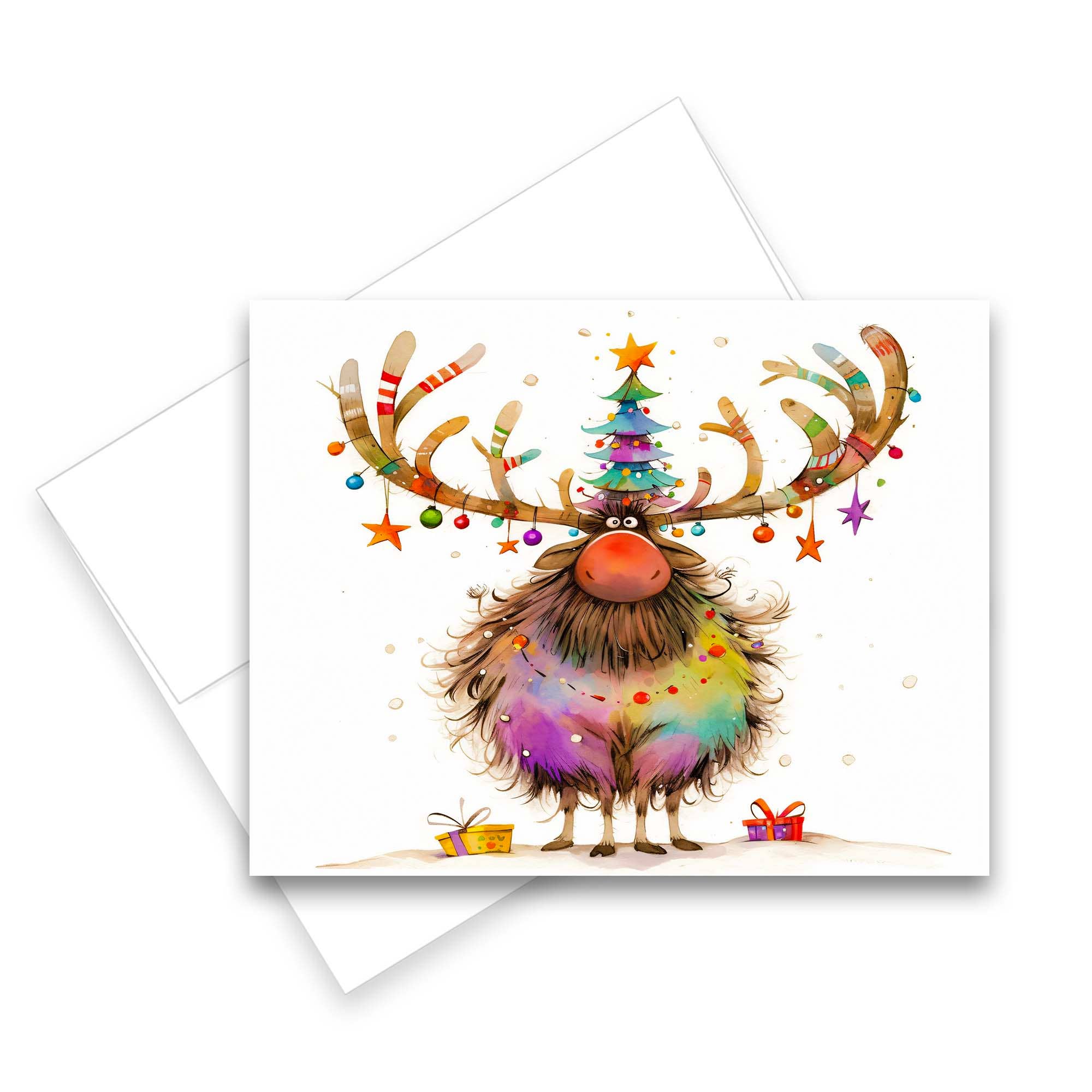 Aria Rae - Wholesale Christmas Card - Assorted Christmas Funny Reindeer Note Cards, Set of 67
