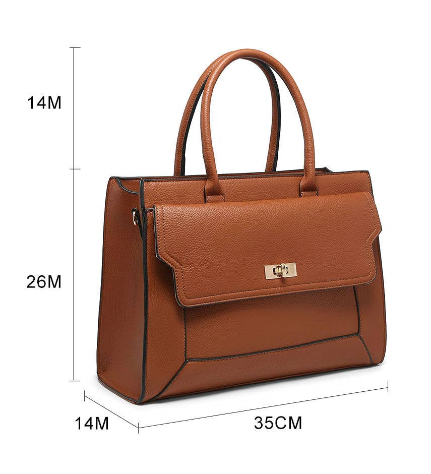 Papaya Fashion Ltd - Wholesale Tote Bag - Women's - B23031-Twist Lock Pocket Top Zipped Tote Handbag11