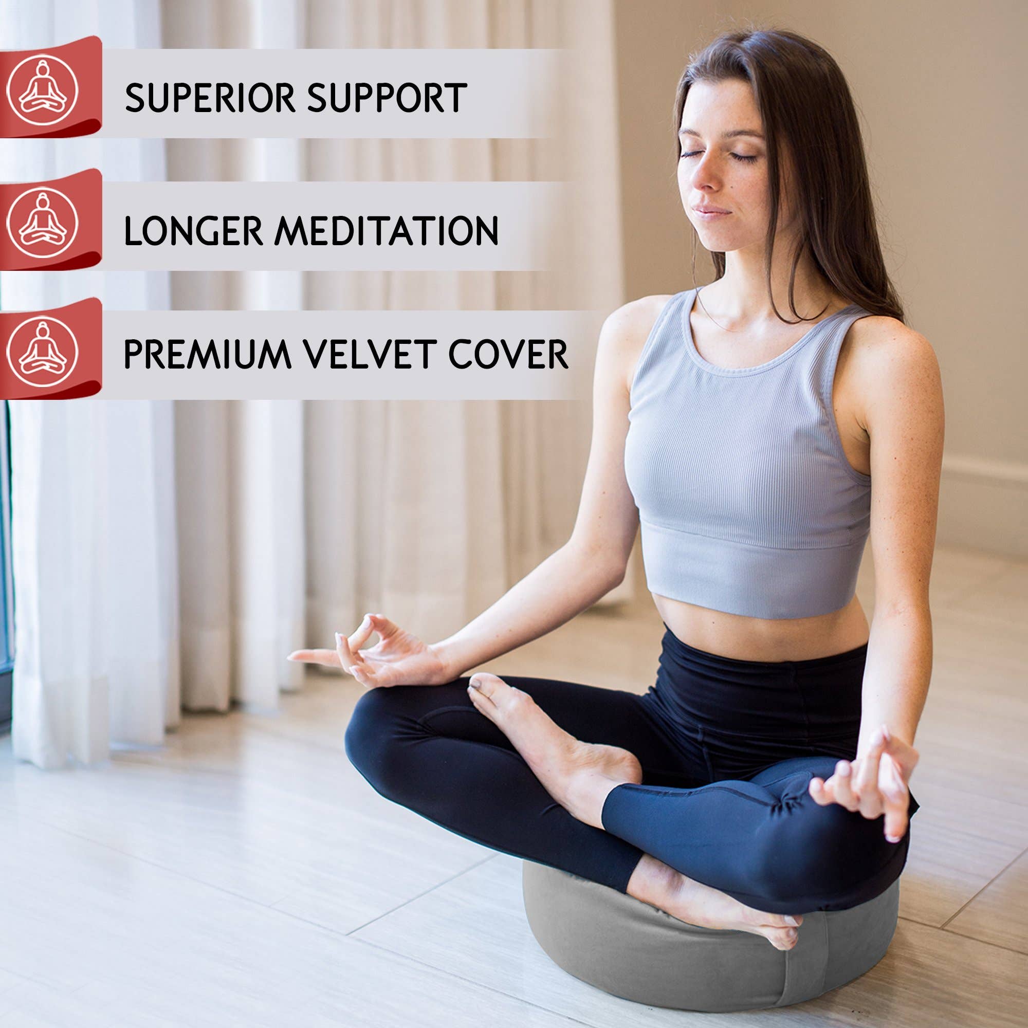 Florensi - Wholesale Meditation Supplies - Meditation Cushion - Large & Velvet Cover6