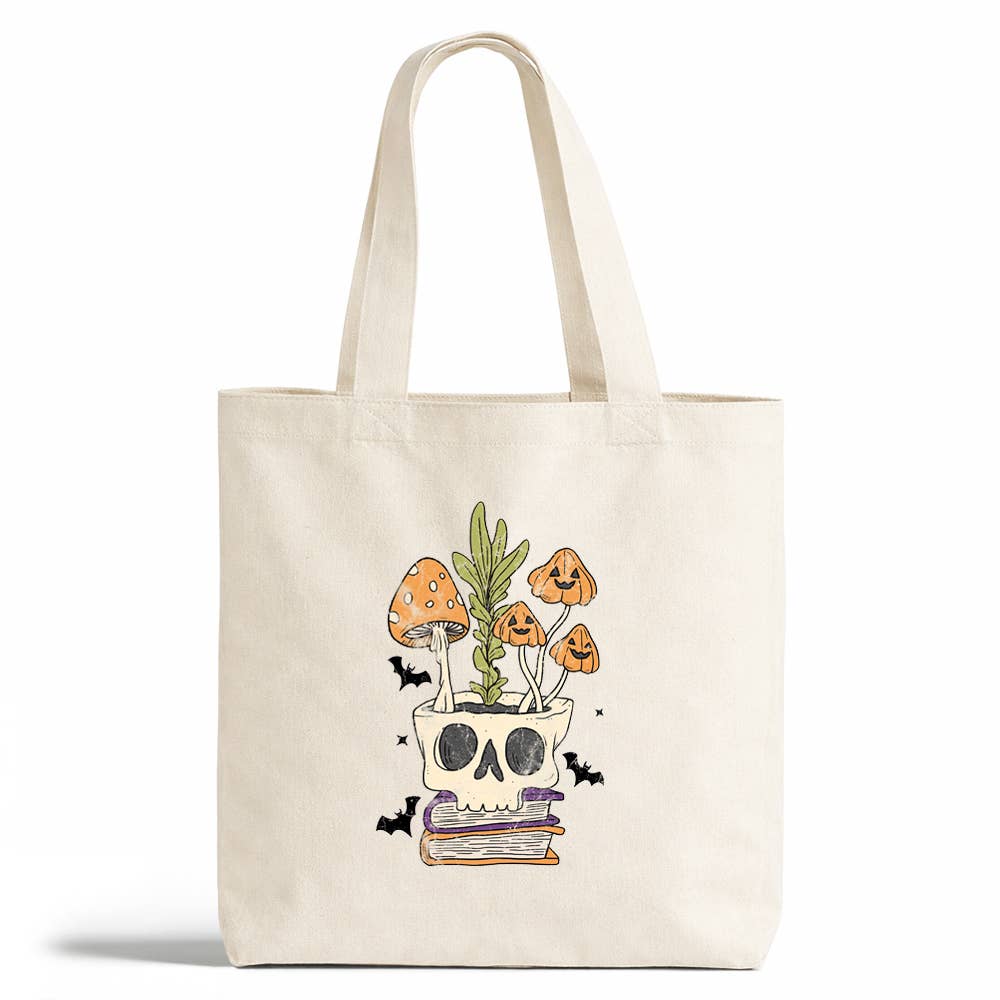 Loftipop - Wholesale Tote Bag - Women's - Retro Skull Mushroom Tote Bag, Bookish Dark Academia Gifts1