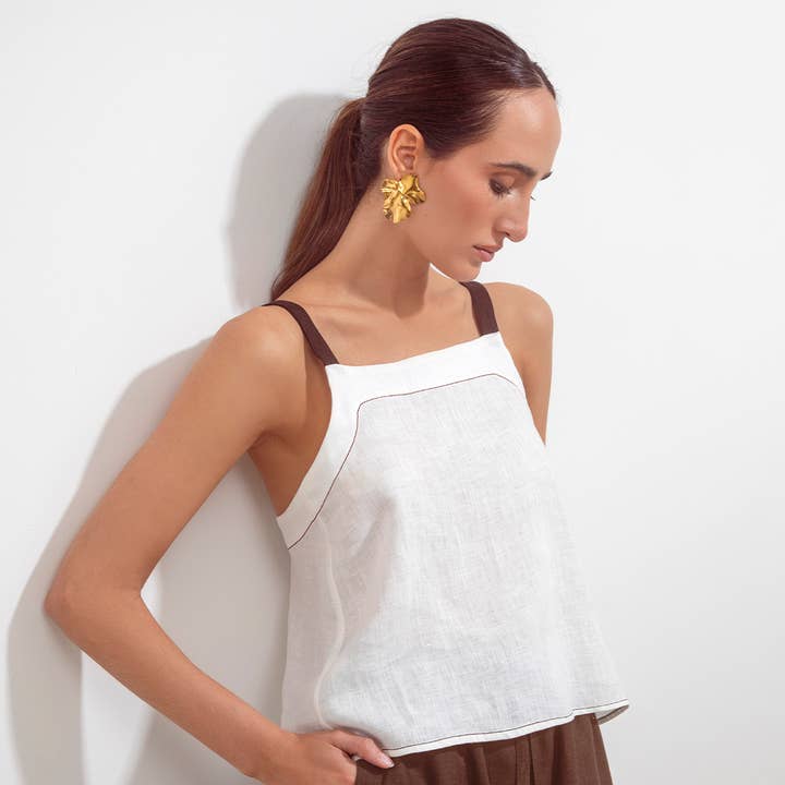 Teresita Haut Blanc Cassé et Lin Chocolat pour la vente par Maria la Paz
